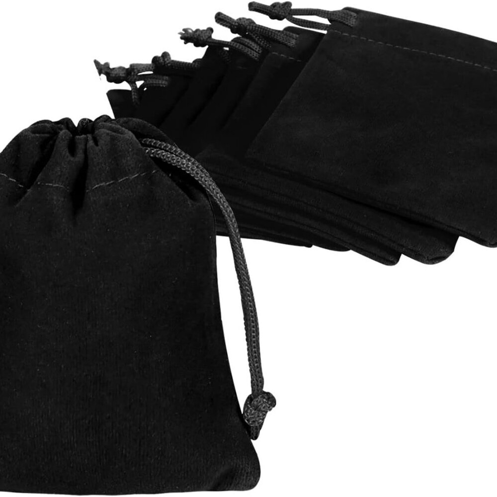 10pcs Velvet Drawstring Bags Wedding Gift Bags Velvet Cloth Jewelry Pouches Blac
